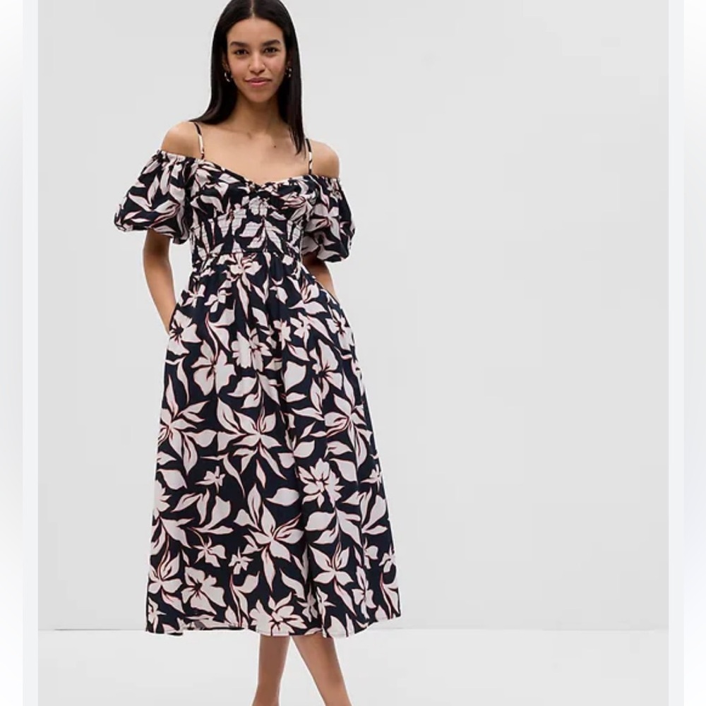 GAP Floral Off-Shoulder puff sleeve Dress